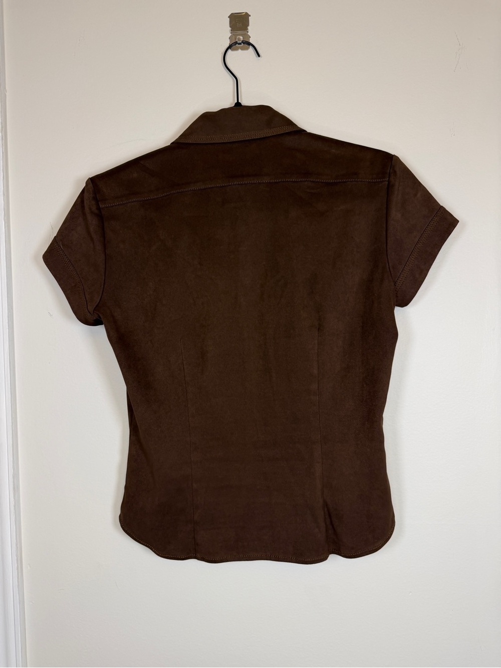 VINTAGE 90s INSANE BCBGMAXAZRIA Brown Faux Suede 2-Piece Skirt Set 6 Small Y2K - Picture 10 of 13